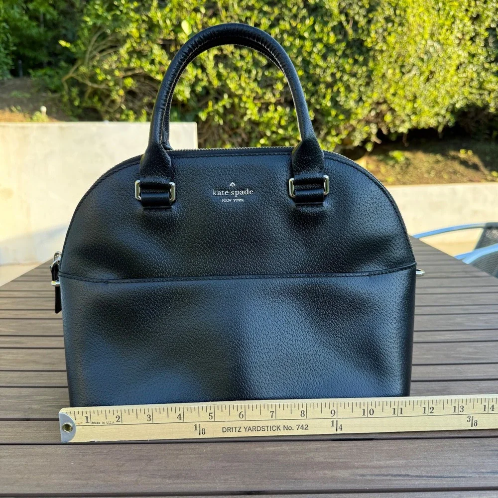 Kate Spade New York Black Leather Dome Satchel Shoulder‎ Bag WKRU6630